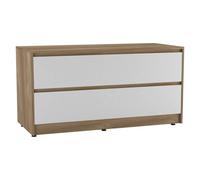 Urbn-Living Urbnliving 120Cm Wide Oak Carcass With 4 White Drawer Bedside End Cabinet Organiser Storage Unit Bedroom Furniture