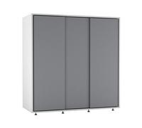 Urbn-Living Urbnliving 120Cm Wide White Carcass With 3 Sliding Grey Doors Children Kids Wardrobe Bedroom Storage Closet Hanging Rail