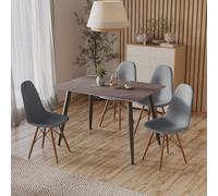 Urbn-Living Urbnliving 120Cm Width 5 Pcs Ceramic Armani Grey Rectangle Table With Grey Chairs Set