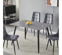 URBNLIVING 120cm Width Square Shape Modern 4 Seater Ceramic Top Dining Table for Kitchen & Dining Room Stylish Furniture
