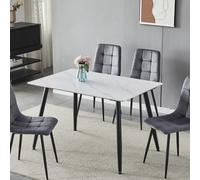 URBNLIVING 120cm Width Square Shape Modern 4 Seater Ceramic Top Dining Table for Kitchen & Dining Room Stylish Furniture
