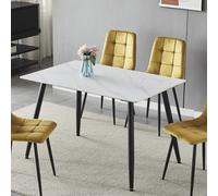 URBNLIVING 120cm Width Square Shape Modern 4 Seater Ceramic Top Dining Table for Kitchen & Dining Room Stylish Furniture