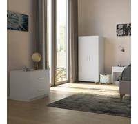 Urbn-Living Urbnliving 130Cm Height White Wardrobe Chest Cabinet Bedside Table 3 Piece Set