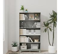 Urbn-Living Urbnliving 150Cm Height Ash Grey 5 Tier Wide Wooden Bookcase Shelf Storage Display Shelving Unit
