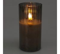 URBNLIVING LED Flameless Battery Operated Candle Light in Grey Pillar Glass Jar Realistic Flickering Table Decor Ornament with Three Settings Functions Available in Sizes H15cm