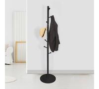 URBNLIVING Freestanding Coat Rack Stand with 8 Hooks - Tree Branch Style Hanger with Sturdy 40cm MDF Base - 174cm Tall Hallway Organizer for Coats Hats Scarves - Easy Assembly