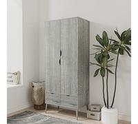 Urbn-Living Urbnliving 180Cm Height Ash Grey Wardrobe With 2 Door 2 Drawer Scandi Legs Cupboard Hanging Rail Unit
