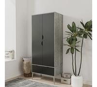 Urbn-Living Urbnliving 180Cm Height Ash Grey Wardrobe With Black 2 Door 2 Drawer Scandi Legs Cupboard Hanging Rail Unit