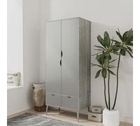 Urbn-Living Urbnliving 180Cm Height Ash Grey Wardrobe With Grey 2 Door 2 Drawer Scandi Legs Cupboard Hanging Rail Unit
