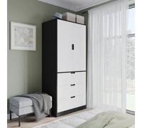 Urbn-Living Urbnliving 180Cm Height Black Wardrobe And White 2 Door 3 Drawer Storage And Modern Hanging Rail Furniture