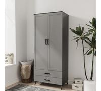 (Black & Grey) DEVON 180cm Modern Wardrobe 2 Door 2 Drawer Bedroom Storage with Hanging Rail