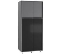 Urbn-Living Urbnliving 180Cm Height Grey Carcass With 4 Sliding Black Doors Wardrobe Bedroom Storage Closet Hanging Rail Cupboard Unit