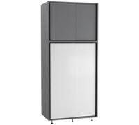 Urbn-Living Urbnliving 180Cm Height Grey Carcass With 4 Sliding White Doors Wardrobe Bedroom Storage Closet Hanging Rail Cupboard Unit