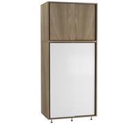 Urbn-Living Urbnliving 180Cm Height Oak Carcass With 4 Sliding White Doors Wardrobe Bedroom Storage Closet Hanging Rail Cupboard Unit