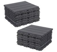 Urbn-Living Urbnliving 18Pc Anthracite Colour Interlocking Plastic Garden Path Floor Tiles Decking Patio Grid Lawn