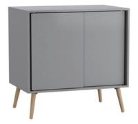 (Grey Carcass & Beech Legs) 2-Door Sliding Chest Cabinet Sideboard Closet Storage Cupboard Organiser with Legs