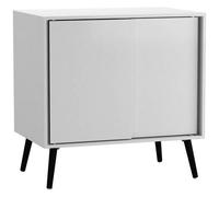 (White Carcass & Black Legs) 2-Door Sliding Chest Cabinet Sideboard Closet Storage Cupboard Organiser with Legs