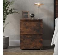 Urbn-Living Urbnliving 2 Drawer Rustic Brown Carcass With Rustic Brown Drawers Wooden Bedroom Bedside Cabinet No Handle Nightstand Side Table