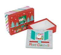 URBNLIVING 2-Pack Sliding Santa Window Boxes - Interactive Nesting Holiday Storage, Reusable Festive Xmas Eve Packaging