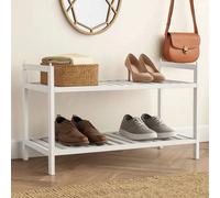 Urbn-Living Urbnliving 2 Tier Bamboo Shoe Rack Stackable Multi Level Shoe Storage Hallway Organiser Set Of 1