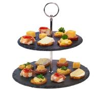 Urbn-Living Urbnliving 2 Tier Slate Round Pastry Pie Stand Decorative Wedding Cake Cupcake Platform Plate New