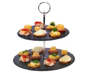 Urbn-Living Urbnliving 2 Tier Slate Round Pastry Pie Stand Decorative Wedding Cake Cupcake Platform Plate New