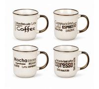 Urbn-Living Urbnliving 200Ml Ceramic Coffee Tea Mug Set With Handle - Quote & 4Pcs