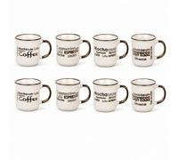 Urbn-Living Urbnliving 200Ml Ceramic Coffee Tea Mug Set With Handle - Quote & 8Pcs