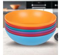 Urbn-Living Urbnliving 20Cm Diameter 6 Pcs Multi Colour High Quality Deep Round Reusable Solid Colour Plastic Dinner & Picnic Plates