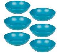 Urbn-Living Urbnliving 20Cm Diameter 6 Pcs Teal Colour High Quality Deep Round Reusable Solid Colour Plastic Dinner & Picnic Plates