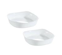 Urbn-Living Urbnliving 20Cm Width White Opal Glass Square Serving Dish Bowl Set Of 2