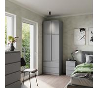 Urbn-Living Urbnliving 240Cm Modern Grey Sliding Door Wardrobe Spacious Storage Grey Carcass Grey Doors