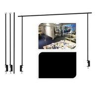 Urbn-Living Urbnliving 250Cm Metal Over Table Hanging Decoration Black Display Rod Rail Pole With Clamp