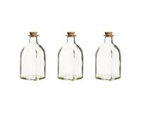 Urbn-Living Urbnliving 250Ml 3Pcs Glass Storage Bottle Jars Vials Cork Stopper Lid Kitchen Cruet Food Set