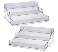 Urbn-Living Urbnliving 25Cm Acrylic Step Organiser Clear 3 Tiered Stand Spice Rack Makeup Storage Set Of 2