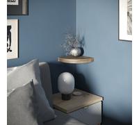 Urbn-Living Urbnliving 25Cm Height Floating Anthracite Oak Wooden Wall Mounting Corner Shelf Display Book Storage