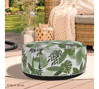 Urbn-Living Urbnliving 25Cm Height Green Leaf Inflatable Pouf Footstool Portable Cushion Stool Outdoor Garden Patio