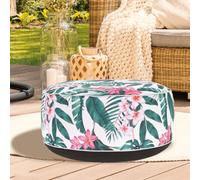 Urbn-Living Urbnliving 25Cm Height Pink Flowers Inflatable Pouf Footstool Portable Cushion Stool Outdoor Garden Patio