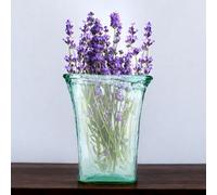 URBNLIVING 25cm Vintage Tall Vase Textured Glass Ribbed Rectangular Flower Floral Arrangement Holder Display for Home Decor Living Room and Office Centerpiece Modern Decorative Personalised Gifts