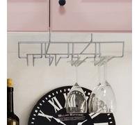 Urbn-Living Urbnliving 25Cm Width Chrome Under Shelf Cupboard Hanging Metal Wine Glasses Rack Stemware Holder Bar