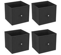 Urbn-Living Urbnliving 27Cm Height 4 Pcs Black Foldable Woven Fabric Storage Cube Box Drawer Insert Organiser Basket With Handle