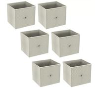 URBNLIVING Set of 1/4/6 Foldable 27cm Woven Fabric Storage Cube Box Drawer Insert Basket with Handle - Multi Colourful Collapsible Toy Arts & Crafts Bins, Durable and Lightweight for Home Office