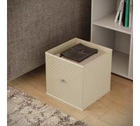 Urbn-Living Urbnliving 27Cm Height Beige Foldable Woven Fabric Storage Cube Box Drawer Insert Organiser Basket With Handle