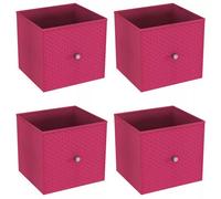 Urbn-Living Urbnliving 27Cm Height Fuschia 4 Pcs Foldable Woven Fabric Storage Cube Box Drawer Insert Organiser Basket With Handle
