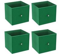 Urbn-Living Urbnliving 27Cm Height Green 4 Pcs Foldable Woven Fabric Storage Cube Box Drawer Insert Organiser Basket With Handle