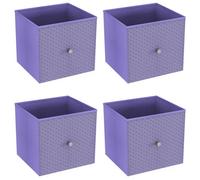 Urbn-Living Urbnliving 27Cm Height Lilac 4 Pcs Foldable Woven Fabric Storage Cube Box Drawer Insert Organiser Basket With Handle