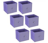 Urbn-Living Urbnliving 27Cm Height Lilac 6 Pcs Foldable Woven Fabric Storage Cube Box Drawer Insert Organiser Basket With Handle