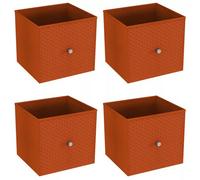 Urbn-Living Urbnliving 27Cm Height Orange 4 Pcs Foldable Woven Fabric Storage Cube Box Drawer Insert Organiser Basket With Handle