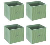 Urbn-Living Urbnliving 27Cm Height Pastel Green 4 Pcs Foldable Woven Fabric Storage Cube Box Drawer Insert Organiser Basket With Handle
