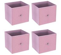 Urbn-Living Urbnliving 27Cm Height Pastel Pink 4 Pcs Foldable Woven Fabric Storage Cube Box Drawer Insert Organiser Basket With Handle